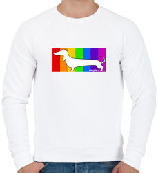 printfashion Tacskó szivárvány háttérben - Férfi pulóver - Fehér (13417194)
