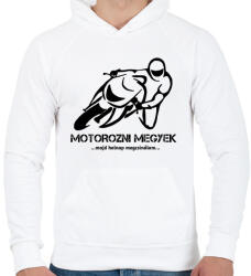 printfashion MOTOROZNI MEGYEK - Férfi kapucnis pulóver - Fehér (5020078)