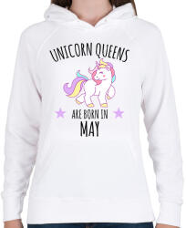 printfashion Unikornis királylányok születésnapja májusban - Női kapucnis pulóver - Fehér (1478923)
