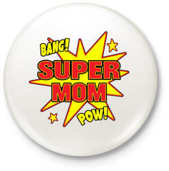 printfashion Supermom - Kitűző, hűtőmágnes - Fehér (3081262)
