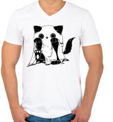printfashion Szellem cica - Férfi V-nyakú póló - Fehér (14679505)