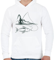 printfashion pecás - Férfi kapucnis pulóver - Fehér (5208931)