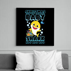 printfashion Christmas Baby Shark - Vászonkép - Fekete (6655425)