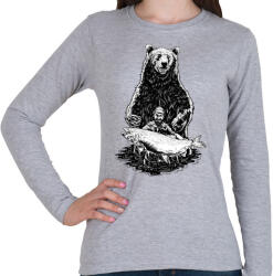 printfashion Horgász a pácban - Női hosszú ujjú póló - Sport szürke (874)