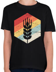 printfashion Retro gabona, búza - Gyerek póló - Fekete (1190635)