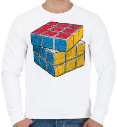 printfashion Rubik kocka - Férfi pulóver - Fehér (1651054)