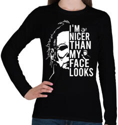 printfashion I'm nicer than my face looks - Női hosszú ujjú póló - Fekete (16765839)