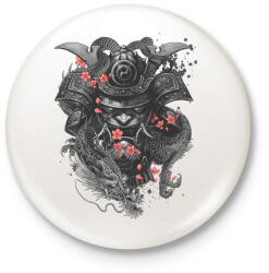 printfashion Szamuráj sárkány - Kitűző, hűtőmágnes - Fehér (3081668)