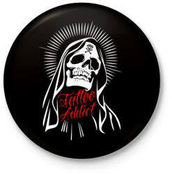 printfashion Tattoo Addict - Kitűző, hűtőmágnes - Fekete (3099550)