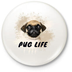 printfashion pug life - Kitűző, hűtőmágnes - Fehér (3080757)