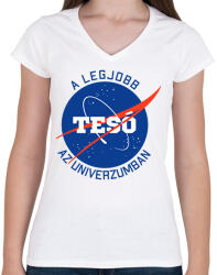 printfashion Nasa Tesó - Női V-nyakú póló - Fehér (7049196)