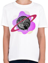 printfashion Pink cat planet - Gyerek póló - Fehér (6313501)