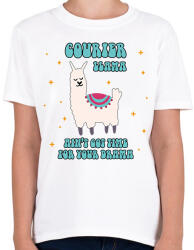 printfashion Láma futár - Gyerek póló - Fehér (12765254)