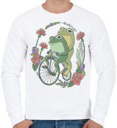 printfashion Béka pár biciklin - Férfi pulóver - Fehér (13272718)