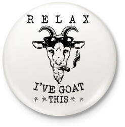 printfashion Relax kecske - Kitűző, hűtőmágnes - Fehér (11620960)