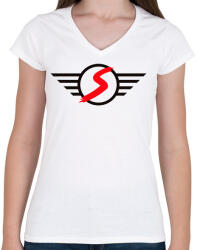 printfashion Mini Cooper S - Női V-nyakú póló - Fehér (10890782)
