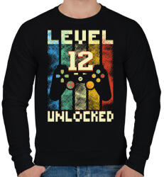 printfashion 12. szülinapi ajándék gamereknek - Level 12 - Férfi pulóver - Fekete (11388418)