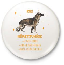 printfashion Kos - Németjuhász - Kitűző, hűtőmágnes - Fehér (13345828)