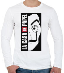 printfashion La casa de papel - világos alaphoz - Férfi hosszú ujjú póló - Fehér (4648705)