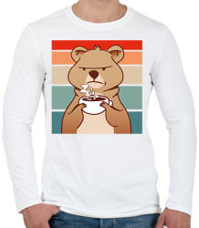 printfashion Mérges medve - Férfi hosszú ujjú póló - Fehér (11799393)