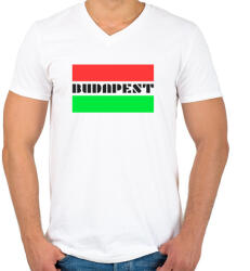 printfashion BUDAPEST - Férfi V-nyakú póló - Fehér (10127370)