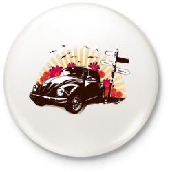 printfashion Fekete bogár útjelző tábla mellett - Kitűző, hűtőmágnes - Fehér (4633658)