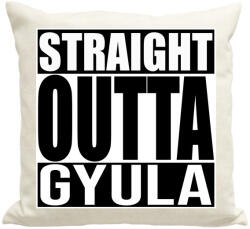 printfashion Straight Outta Gyula - Párnahuzat, Díszpárnahuzat - Lenvászon (934765)