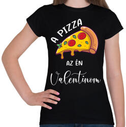 printfashion Pizza Valentin nap - Női póló - Fekete (6016865)