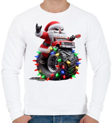 printfashion Monster Truck rocker mikulás - Férfi pulóver - Fehér (15236423)