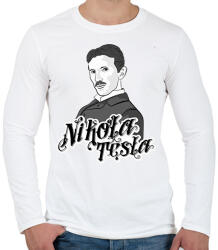 printfashion Nikola Tesla - Férfi hosszú ujjú póló - Fehér (7333316)