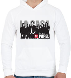 printfashion La casa de papel poster style - A nagy pénzrablás - Férfi kapucnis pulóver - Fehér (5620799)