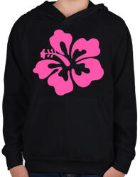 printfashion hibiscus - Gyerek kapucnis pulóver - Fekete (1766406)
