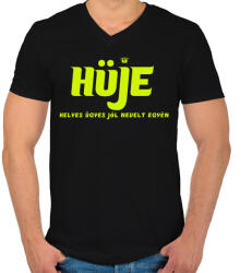 printfashion HÜJE - Férfi V-nyakú póló - Fekete (1518318)