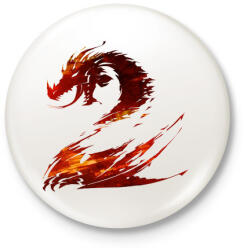 printfashion Tűzsárkány - Kitűző, hűtőmágnes - Fehér (3075909)