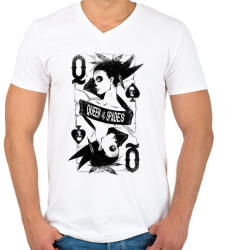 printfashion Pikk dáma - Férfi V-nyakú póló - Fehér (544786)