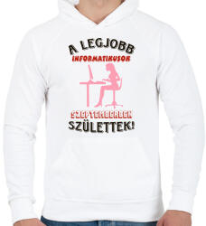 printfashion Informatikus nő szülinapja szeptember - Férfi kapucnis pulóver - Fehér (5655406)