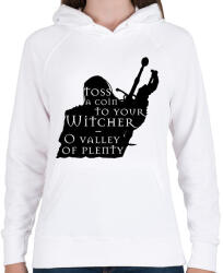 printfashion Witcher - Toss a coin. . . - Női kapucnis pulóver - Fehér (2689016)