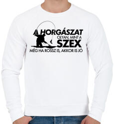 printfashion A horgászat olyan, mint a szex - Férfi pulóver - Fehér (2692781)