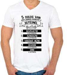 printfashion 5 dolog van amit jobban szeretek a sütésnél - Férfi V-nyakú póló - Fehér (7244565)