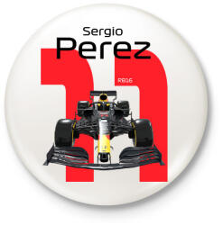 printfashion Sergio Perez 11 autóversenyző - fekete felirat - Kitűző, hűtőmágnes - Fehér (16041418)