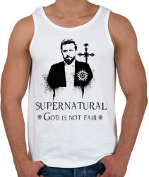 printfashion SUPERNATURAL GOD IS NOT FAIR - Férfi atléta - Fehér (1865014)