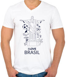 printfashion I LOVE BRASIL - Férfi V-nyakú póló - Fehér (10541531)