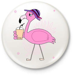 printfashion Flamingo - Kitűző, hűtőmágnes - Fehér (13651775)