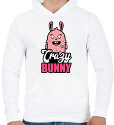 printfashion Crazy Bunny - Férfi kapucnis pulóver - Fehér (2401347)