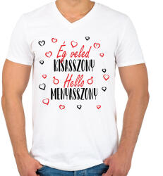 printfashion Ég veled Kisasszony - Férfi V-nyakú póló - Fehér (7263315)