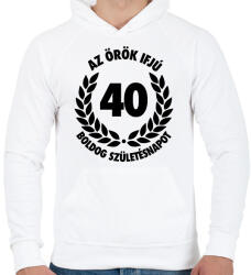 printfashion Örök ifjú - 40 - Férfi kapucnis pulóver - Fehér (2796776)