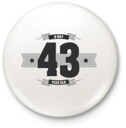 printfashion b-day-43-dark-lightgrey - Kitűző, hűtőmágnes - Fehér (3076396)