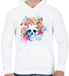 printfashion Színes halálfej festmény - Férfi kapucnis pulóver - Fehér (1037365)