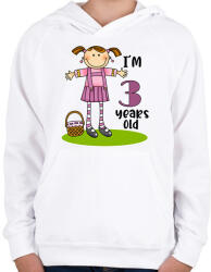 printfashion 3 years old" forgirl - Gyerek kapucnis pulóver - Fehér (13455790)