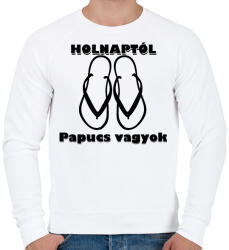 printfashion Papucs leszek holnaptól! - Férfi pulóver - Fehér (2620583)